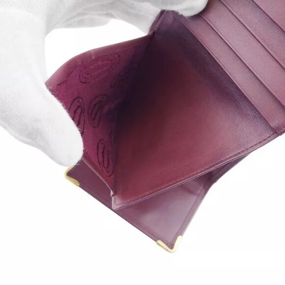 Cartier Purse Wallet Mastline Bordeaux Leather Authentic Used - Picture 9 of 11
